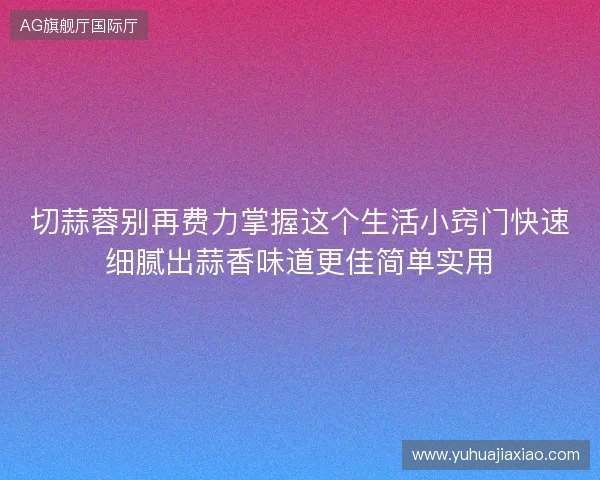 切蒜蓉别再费力掌握这个生活小窍门快速细腻出蒜香味道更佳简单实用